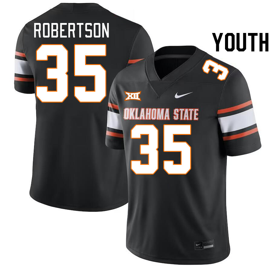 Youth #35 Baxter Robertson Oklahoma State Cowboys College Football Jerseys Stitched-Black